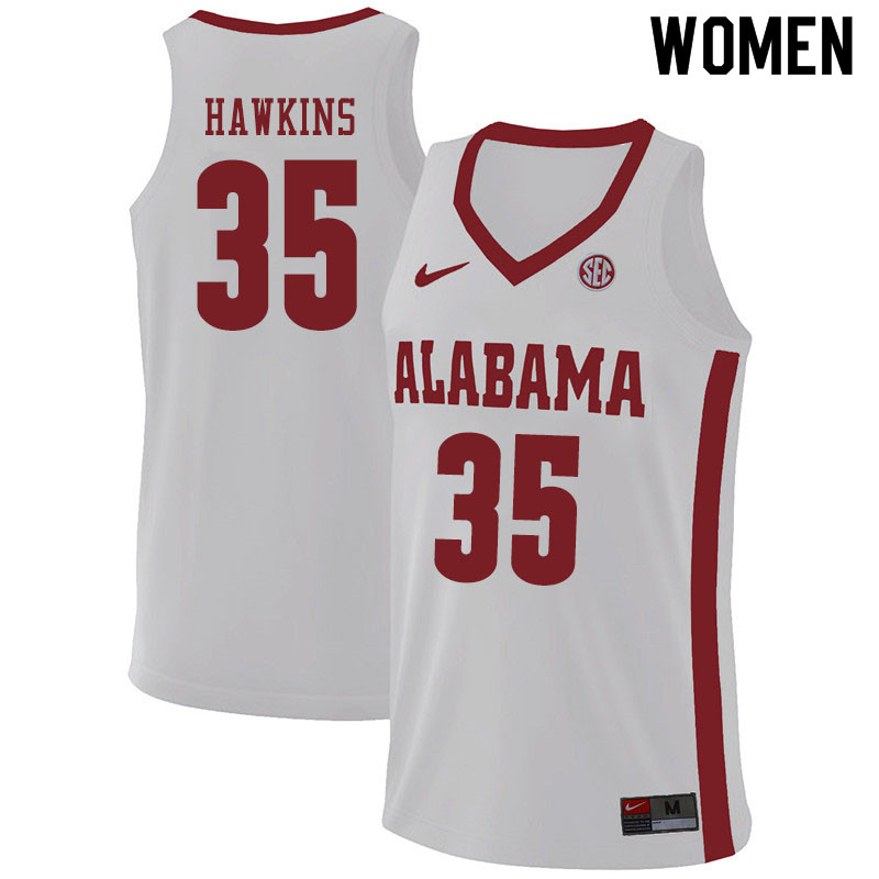 Women #35 Raymond Hawkins Alabama Crimson Tide College Basketball Jerseys Sale-White